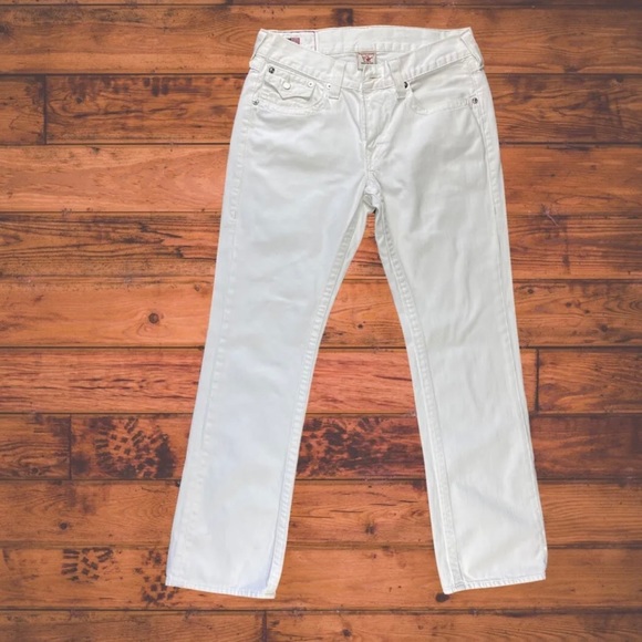 True Religion Mens Size 33 White Straight Leg Denim Jeans - Picture 1 of 9
